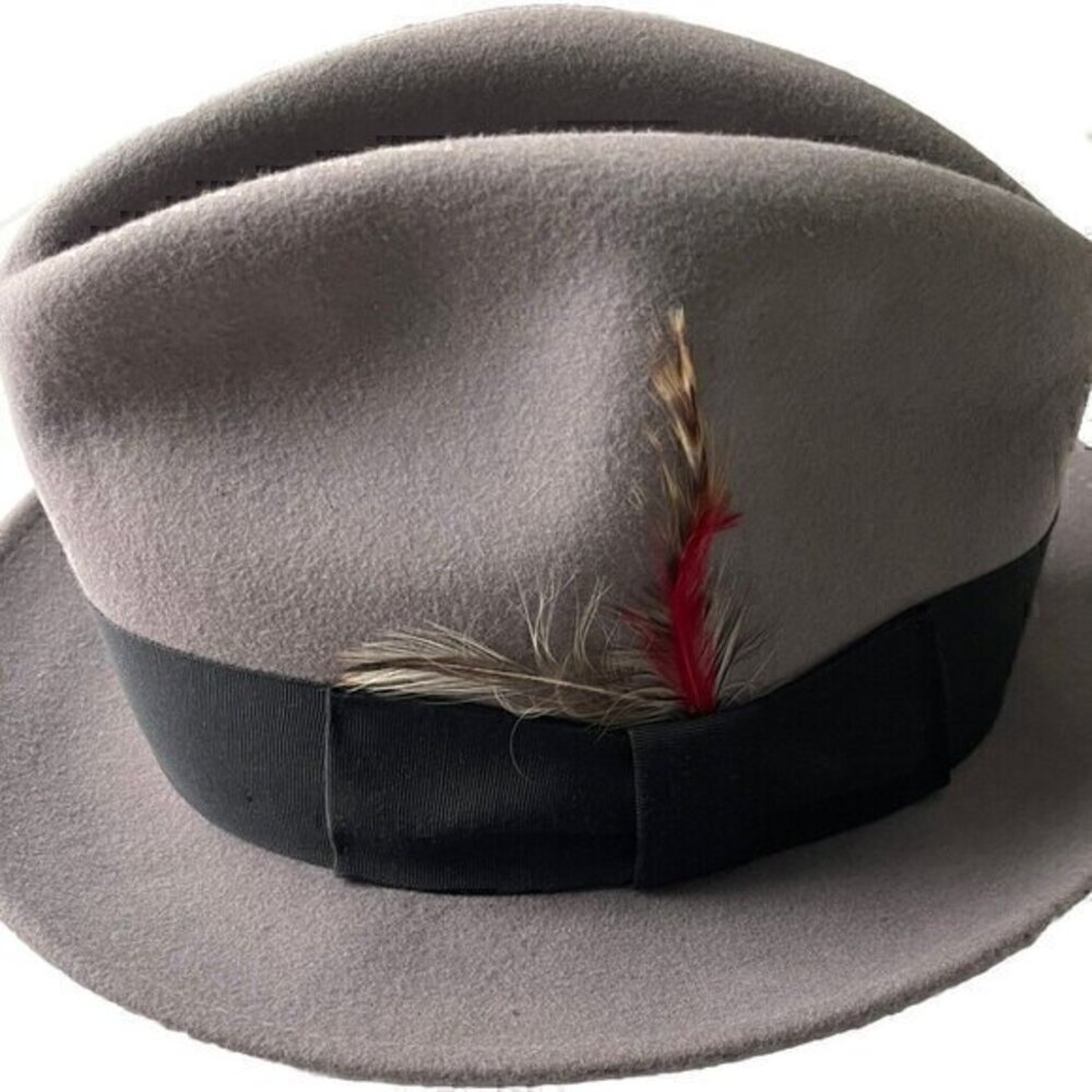 Golden Gate Hat Company 100% Wool Hat Leather & Feather size 6 7/8 HOLLY…